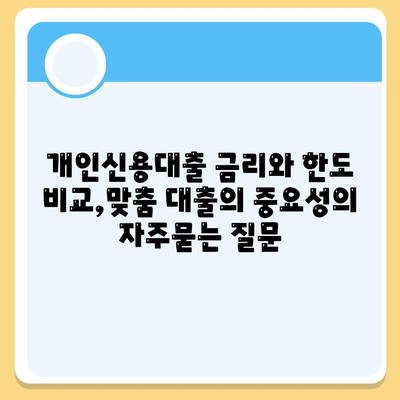 개인신용대출 금리와 한도 비교,맞춤 대출의 중요성