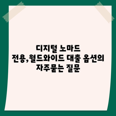 디지털 노마드 전용,월드와이드 대출 옵션