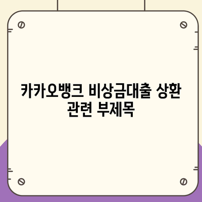 카카오뱅크 비상금대출 상환