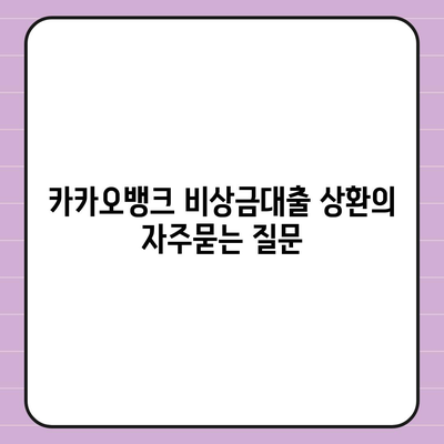 카카오뱅크 비상금대출 상환