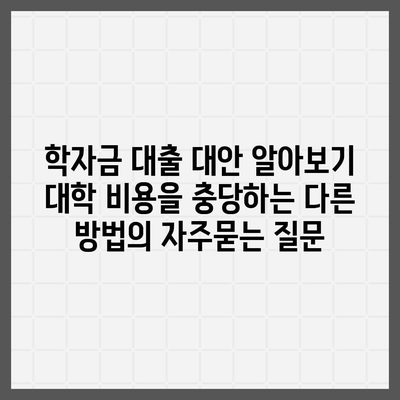 학자금 대출 대안 알아보기 대학 비용을 충당하는 다른 방법