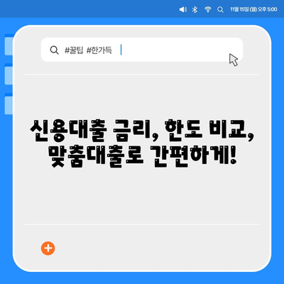 신용대출 금리 비교, 한도 비교는 맞춤대출로