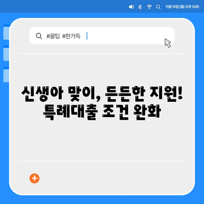 신생아 특례대출,조금 조건, 한도 확대한 신규 제도