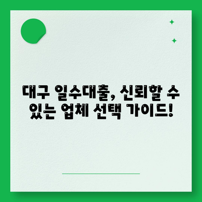 대구 일수대출 상세 소개