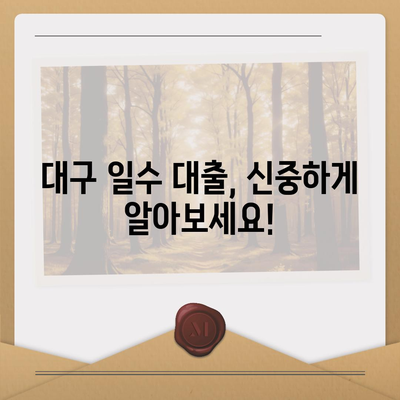 대구 일수 대출:꼼꼼한 검토를 위한 가이드