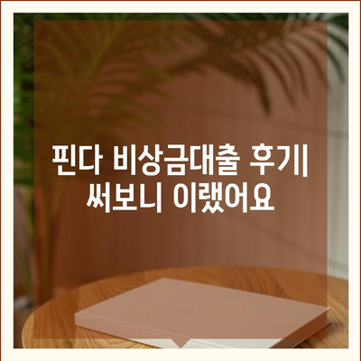 핀다 비상금대출 실제 후기 & 장단점 분석| 써보니 이랬어요 | 핀다, 비상금 대출, 후기, 장점, 단점, 추천, 비교