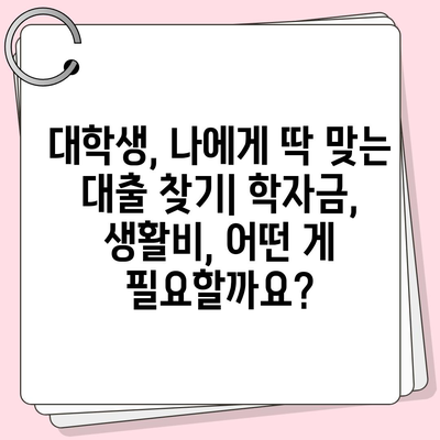 대학생 맞춤 대출 가이드| 어떤 대출이 나에게 최적인가요? | 대출 옵션 비교, 학자금 대출, 생활비 대출, 신용등급