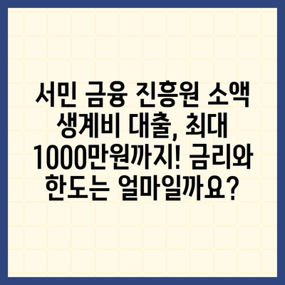 서민 금융 진흥원 소액 생계비 대출 알아보기