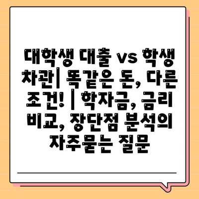 대학생 대출 vs 학생 차관| 똑같은 돈, 다른 조건! | 학자금, 금리 비교, 장단점 분석