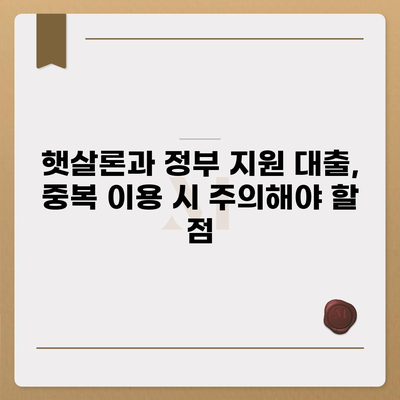 정부 지원 서민 금융 대출과 햇살론, 중복 사용 가능할까요? | 확인 방법 및 유의사항