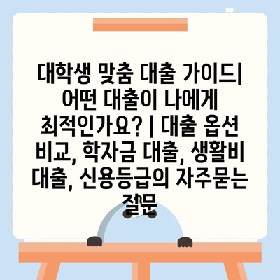 대학생 맞춤 대출 가이드| 어떤 대출이 나에게 최적인가요? | 대출 옵션 비교, 학자금 대출, 생활비 대출, 신용등급