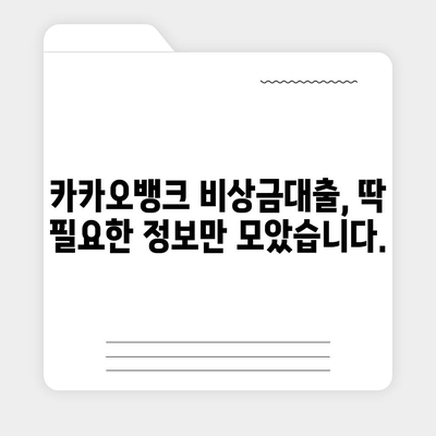 카카오뱅크 비상금대출 애자| 신청 자격, 한도, 금리, 필요 서류 완벽 정리 | 비상금, 대출, 금융, 카카오뱅크