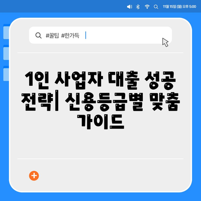 1인 사업자 대출 성공 전략| 신용등급별 맞춤 가이드 | 사업자대출, 저금리 대출,  대출 조건 비교