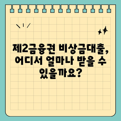 제2금융권 비상금대출, 급할 때 어디서 얼마나 받을 수 있을까요? | 비상금, 대출, 금리 비교, 신청 방법