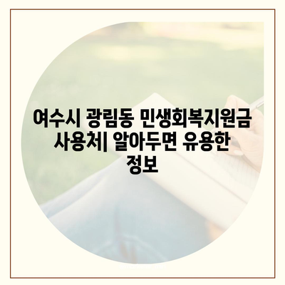 전라남도 여수시 광림동 민생회복지원금 | 신청 | 신청방법 | 대상 | 지급일 | 사용처 | 전국민 | 이재명 | 2024