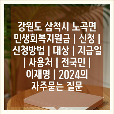 강원도 삼척시 노곡면 민생회복지원금 | 신청 | 신청방법 | 대상 | 지급일 | 사용처 | 전국민 | 이재명 | 2024