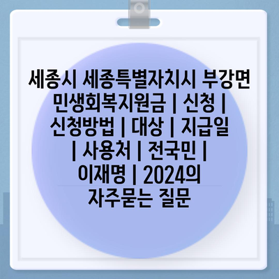 세종시 세종특별자치시 부강면 민생회복지원금 | 신청 | 신청방법 | 대상 | 지급일 | 사용처 | 전국민 | 이재명 | 2024