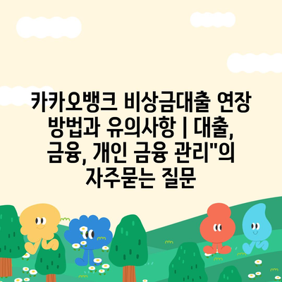 카카오뱅크 비상금대출 연장 방법과 유의사항 | 대출, 금융, 개인 금융 관리"