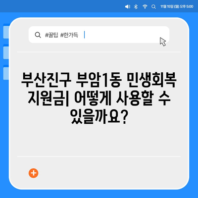 부산시 부산진구 부암1동 민생회복지원금 | 신청 | 신청방법 | 대상 | 지급일 | 사용처 | 전국민 | 이재명 | 2024