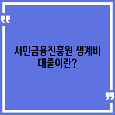 서민금융진흥원 소액 생계비 대출 완벽 가이드 | 대출 조건, 신청 방법, 주의사항