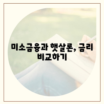 미소금융 창업 운영 자금대출과 햇살론, 무엇이 다를까? 중요 사항 및 활용 팁 | 창업 자금, 대출 비교, 금융 지원