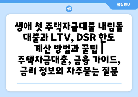 생애 첫 주택자금대출 내림돌 대출과 LTV, DSR 한도 계산 방법과 꿀팁 | 주택자금대출, 금융 가이드, 금리 정보