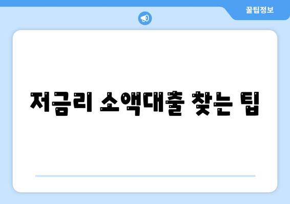 소액대출 이해하기| 효과적인 소액대출 선택 방법과 팁 | 소액대출, 금융, 대출 가이드