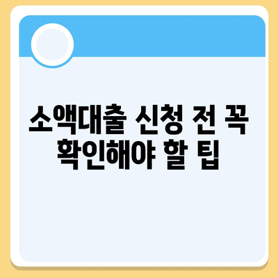 소액대출, 모든 것이 담긴 안내서 | 소액대출 종류, 신청 방법, 유의사항 팁