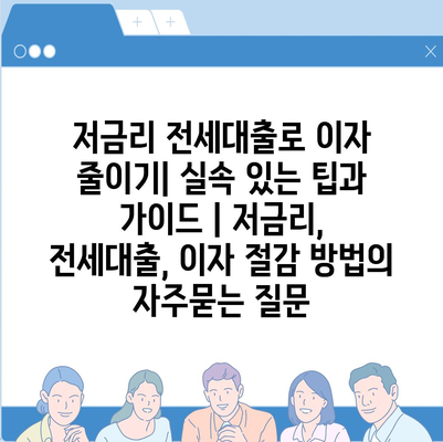 저금리 전세대출로 이자 줄이기| 실속 있는 팁과 가이드 | 저금리, 전세대출, 이자 절감 방법