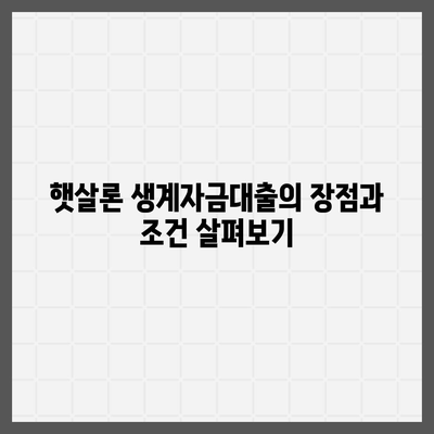 미소금융과 햇살론 생계자금대출의 차이점 완벽 가이드 | 대출 비교, 금융 지원, 저신용자 대출