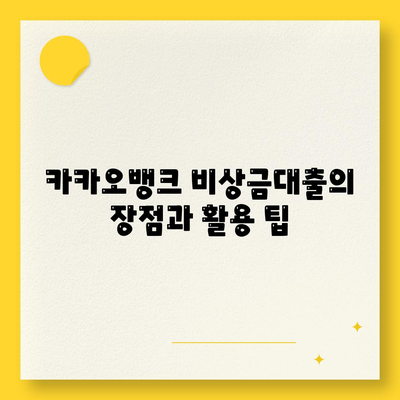 카카오뱅크 비상금대출 조건과 한도 완벽 가이드 | 비상금대출, 상환 방법, 금융 정보