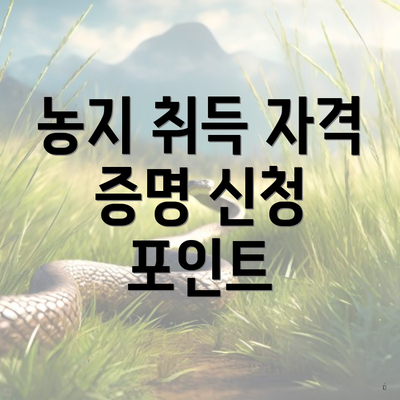 농지 취득 자격 증명 신청 포인트