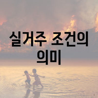 실거주 조건의 의미