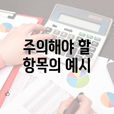 주의해야 할 항목의 예시