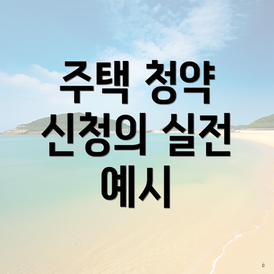 주택 청약 신청의 실전 예시