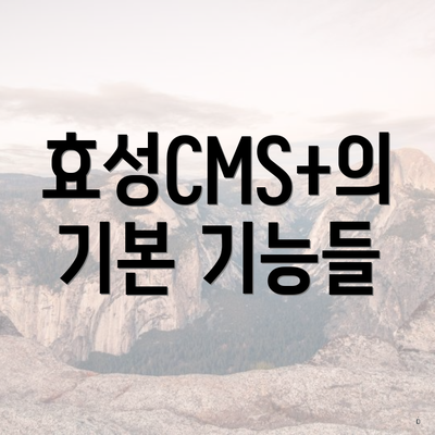 효성CMS+의 기본 기능들