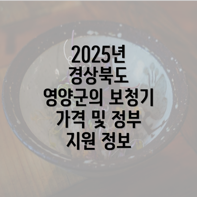 2025년 경상북도 영양군의 보청기 가격 및 정부 지원 정보