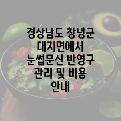 경상남도 창녕군 대지면에서 눈썹문신 반영구 관리 및 비용 안내