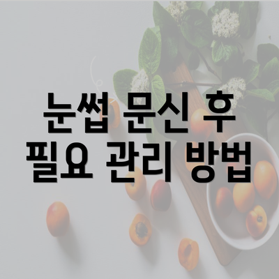 눈썹 문신 후  필요 관리 방법