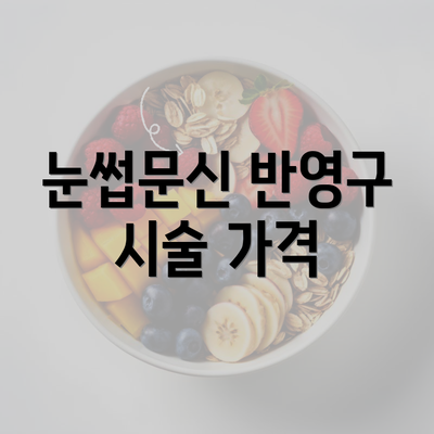 눈썹문신 반영구 시술 가격