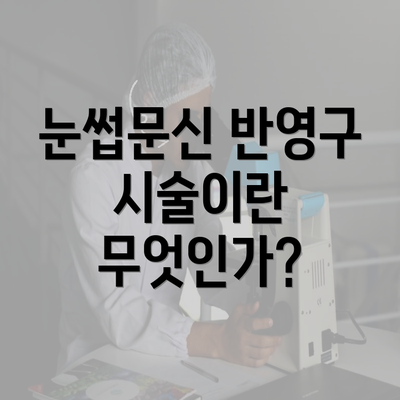 눈썹문신 반영구 시술이란 무엇인가?