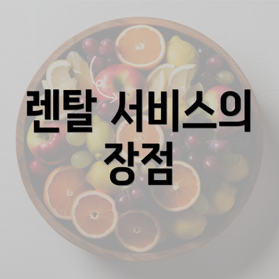 렌탈 서비스의 장점