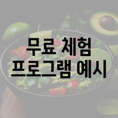 무료 체험 프로그램 예시