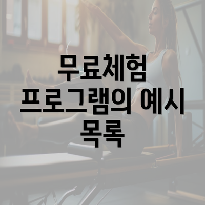 무료체험 프로그램의 예시 목록