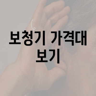 보청기 가격대 보기