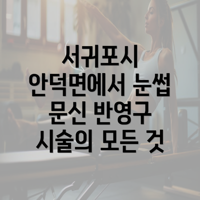 서귀포시 안덕면에서 눈썹 문신 반영구 시술의 모든 것