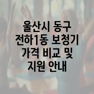 울산시 동구 전하1동 보청기 가격 비교 및 지원 안내