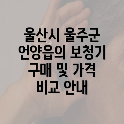 울산시 울주군 언양읍의 보청기 구매 및 가격 비교 안내