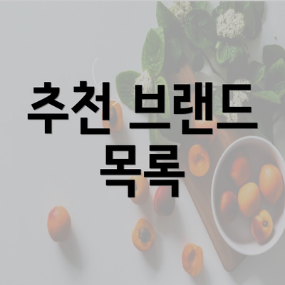 추천 브랜드 목록