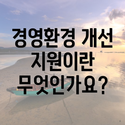 경영환경 개선 지원이란 무엇인가요?